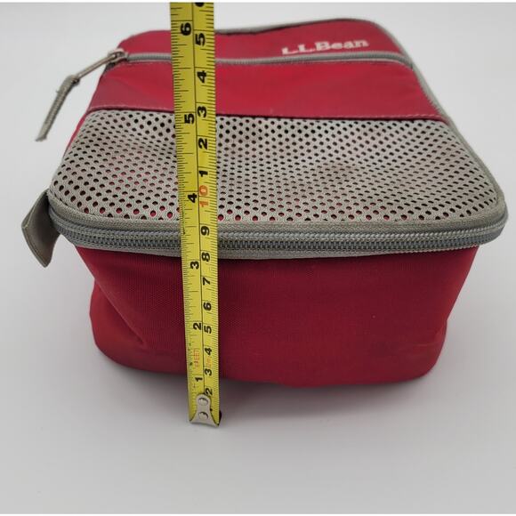 LL Bean Red and Gray Insulated Lunch Bag Cooler Tote Picnic All Around Zipper - Picture 16 of 16